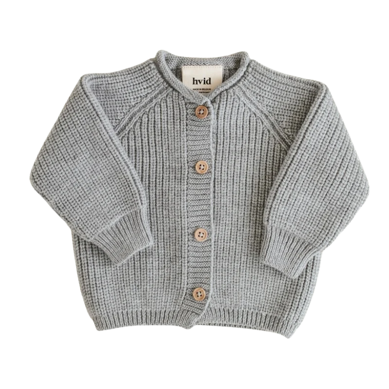 Hvid - wool cardigan - inga - grey melange