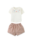 Gingersnaps - Baby Jurin Embroidered Top & Checkered Shorts Set