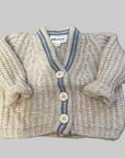 Pequeno tocon - 2078 - soft wool cardigan - ecru/blue stripe
