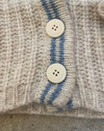 Pequeno tocon - 2078 - soft wool cardigan - ecru/blue stripe