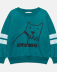 Weekend house kids - city dog sweatshirt - green