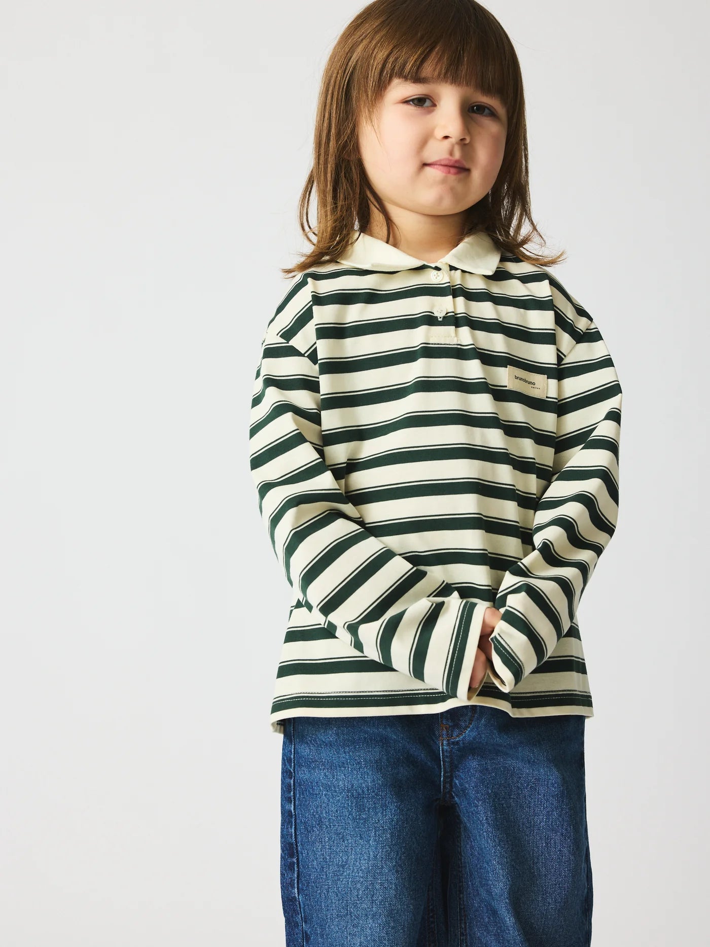 Brunobruno nation - kai polo t-shirt - myrtle stripe