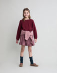 Buho - kids - tartan skirt - pomegranate