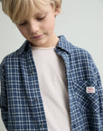 Buho - kids - tartan shirt - navy