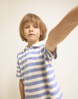 Buho - kids - terry stripes polo - bluette
