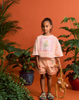 Maison Mangostan - birds stripe crop top