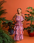 Maison Mangostan - ruffles stripe top - pink