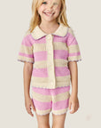 Mipounet - vita knit cardigan - ecru/pink