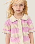 Mipounet - vita knit cardigan - ecru/pink