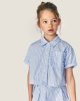 Mipounet - sia popelin shirt - ecru/blue