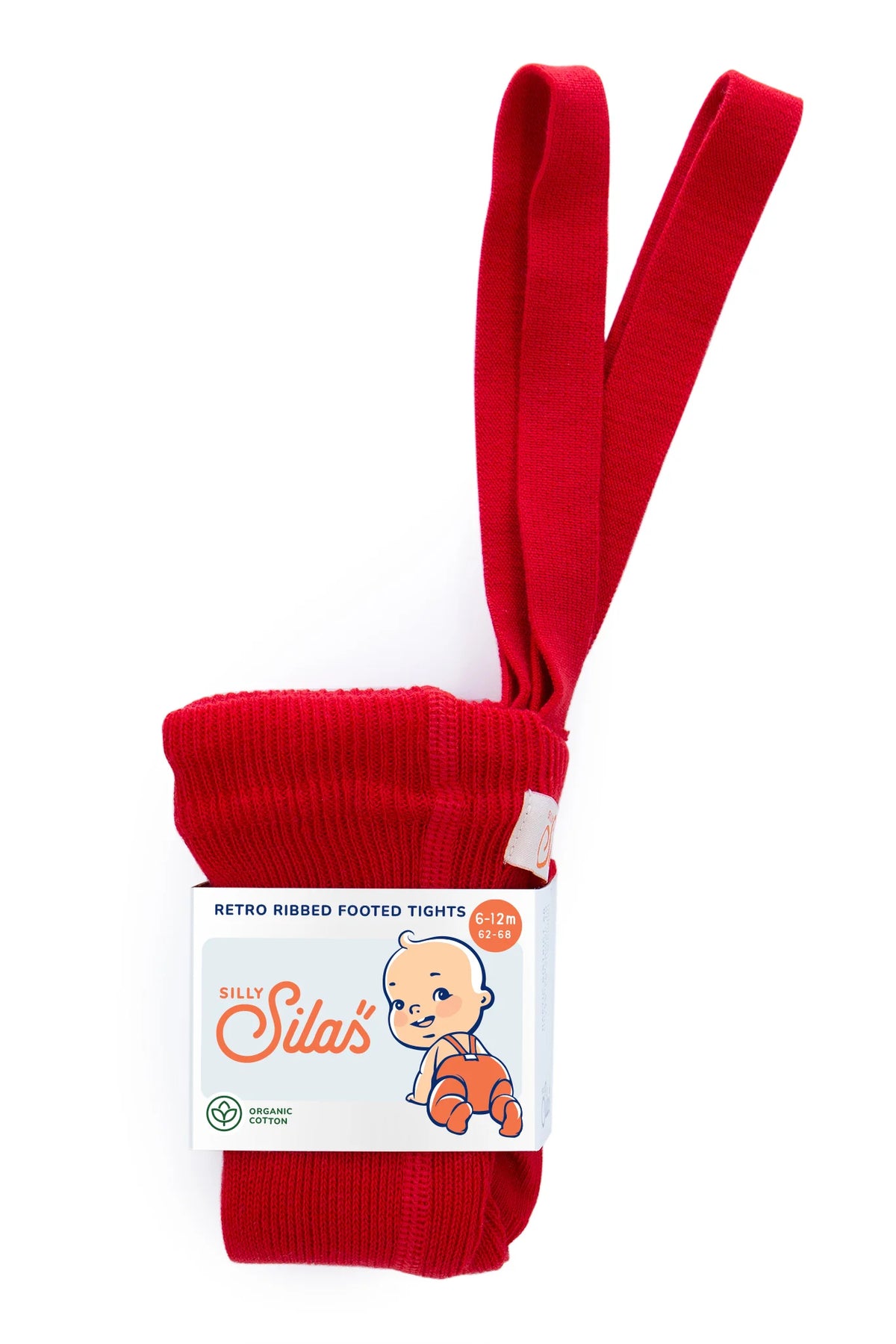 Silly Silas - footed cotton tights - love red