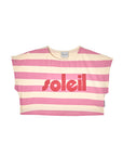 Mipounet - soleil crop t-shirt - ecru/pink