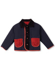 Wynken - baby - faux fur reversible jacket - navy/rusty bear