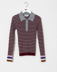 Indee - wallaby - fitted stripe polo pullover - merlot red
