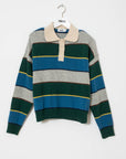 Indee - wishes - multicolor stripe polo pullover - green