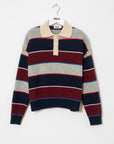 Indee - wishes - multicolor stripe polo pullover - navy
