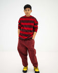 Repose ams - boxy sweatshirt - rusty mulberry block stripe