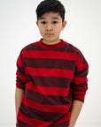Repose ams - boxy sweatshirt - rusty mulberry block stripe