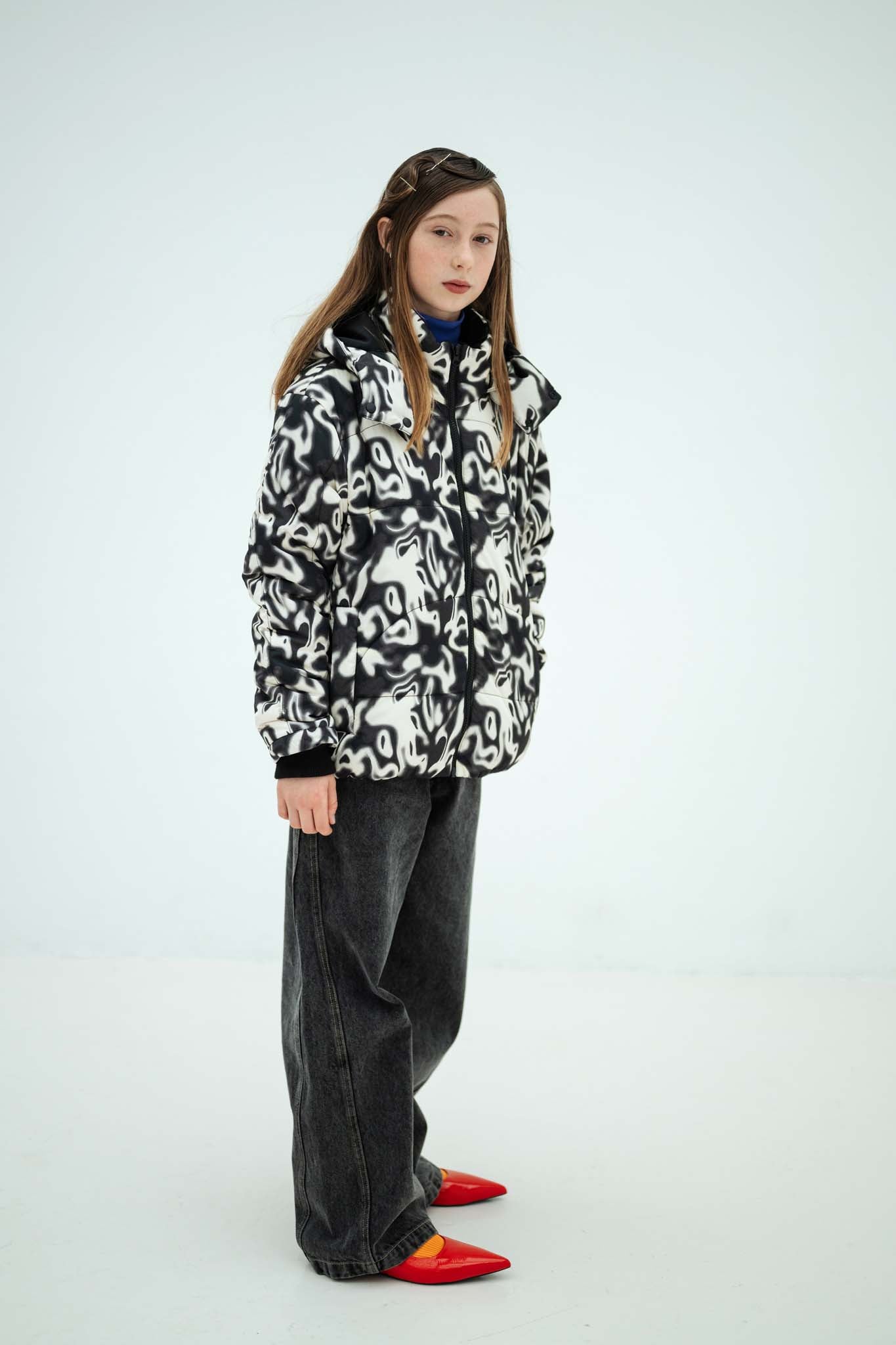 Repose ams - wide leg denim pants - slate grey
