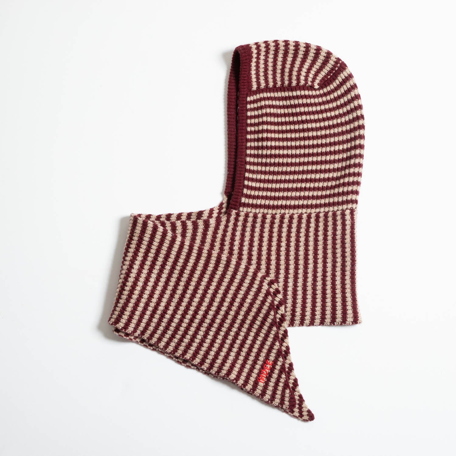 Indee - waoww - stripe scarf with hood - merlot red