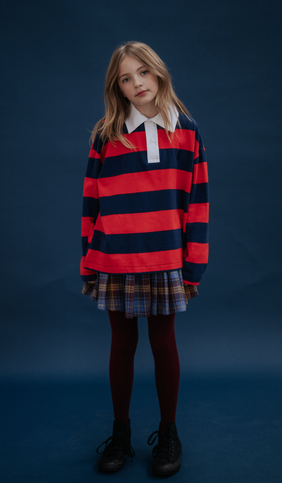Repose Ams -  polo sweatshirt - navy red block stripe