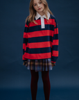 Repose Ams -  polo sweatshirt - navy red block stripe