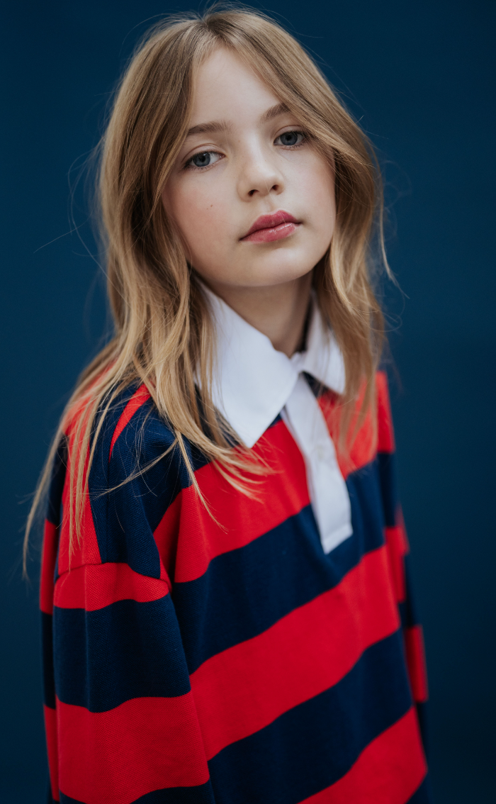 Repose Ams -  polo sweatshirt - navy red block stripe