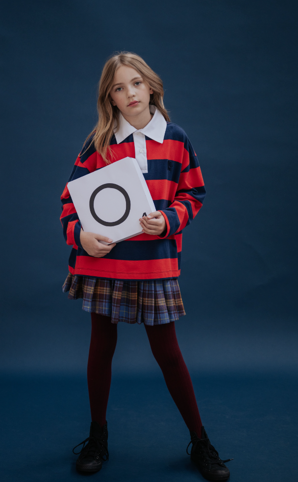 Repose Ams -  polo sweatshirt - navy red block stripe