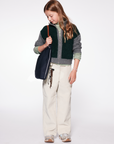 Maan - skill - merino wool zip cardigan - grey/green