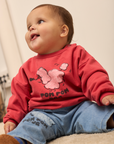 Weekend house kids - pom pom dog baby sweatshirt - red