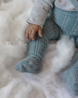 Silly Silas - granny footed cotton tights - misty blue