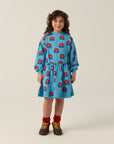 The campamento - kids - big flowers dress - blue