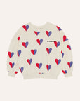 The campamento - kids - bicolor hearts sweatshirt - ecru