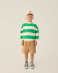 The Campamento - kids - stripes sweatshirt - green/off white