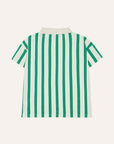 The Campamento - kids - striped oversized polo - green