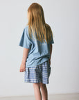 Brunobruno nation - theo check shorts - dusty blue