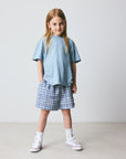 Brunobruno nation - theo check shorts - dusty blue