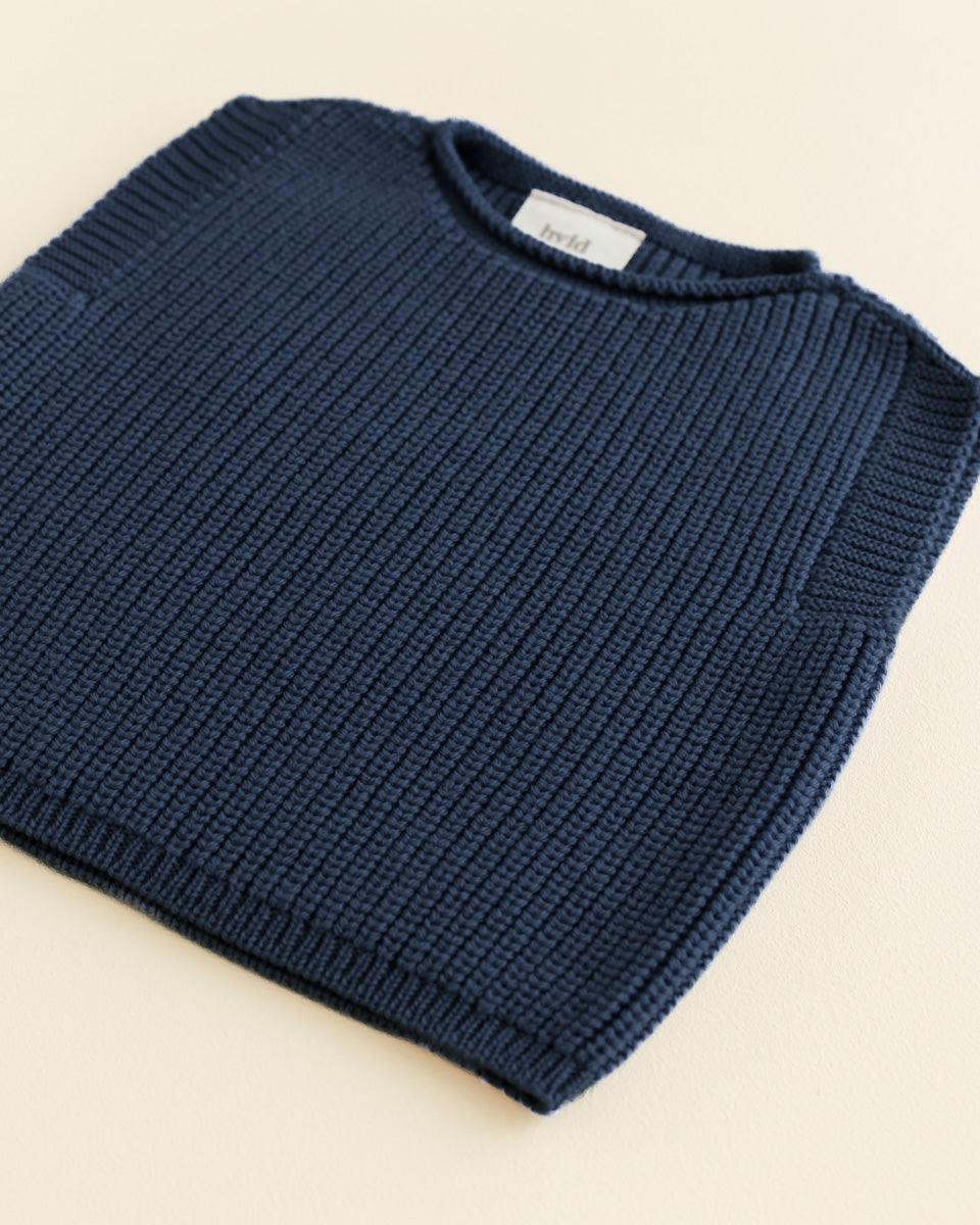 Hvid - wool vest - baby - harvey - blue