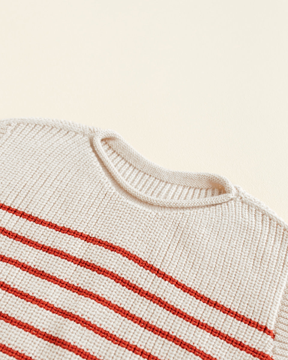 Hvid - wool vest - harvey - kids - cream/red