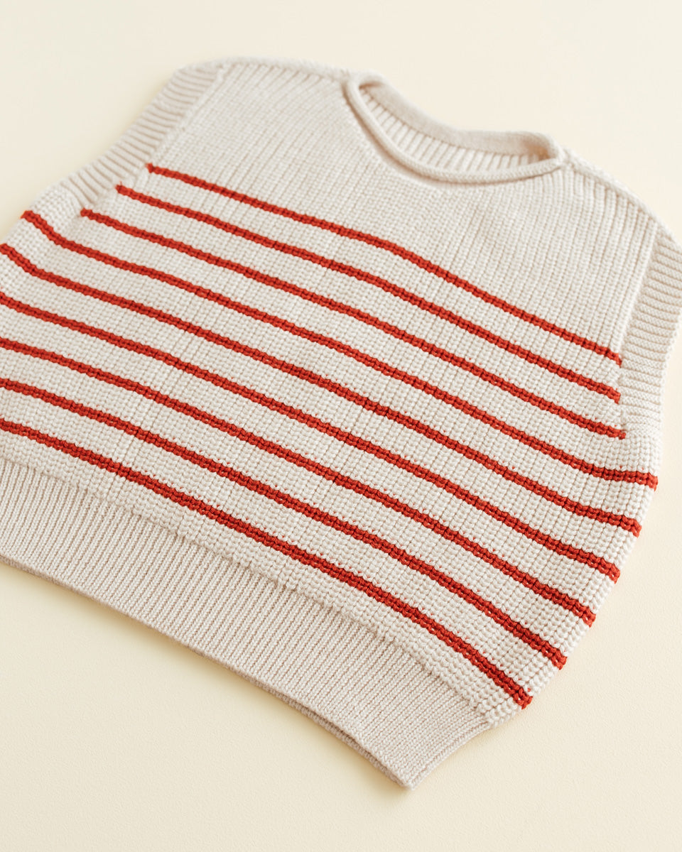 Hvid - wool vest - harvey - kids - cream/red