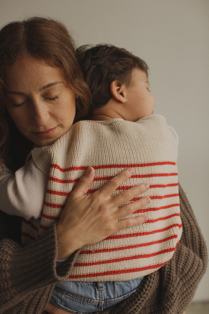Hvid - wool vest - harvey - kids - cream/red