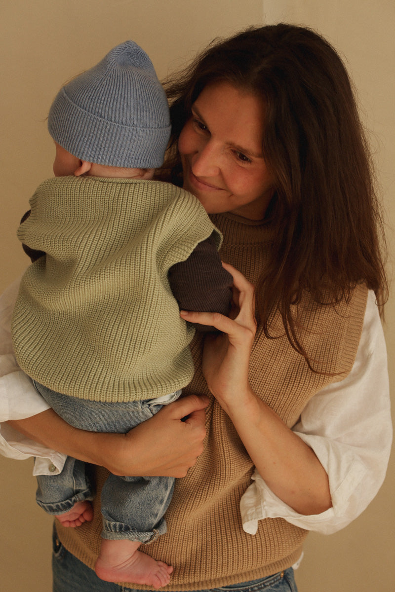 Hvid - wool vest - baby - harvey - mint