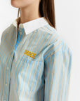 Indee - striped embroidery shirt - vizcaya sky blue