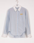 Indee - striped embroidery shirt - vizcaya sky blue
