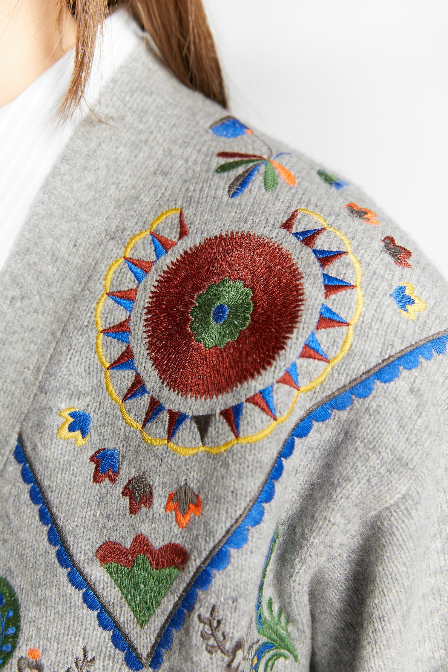 Indee - waffa - embroidered cardigan - grey