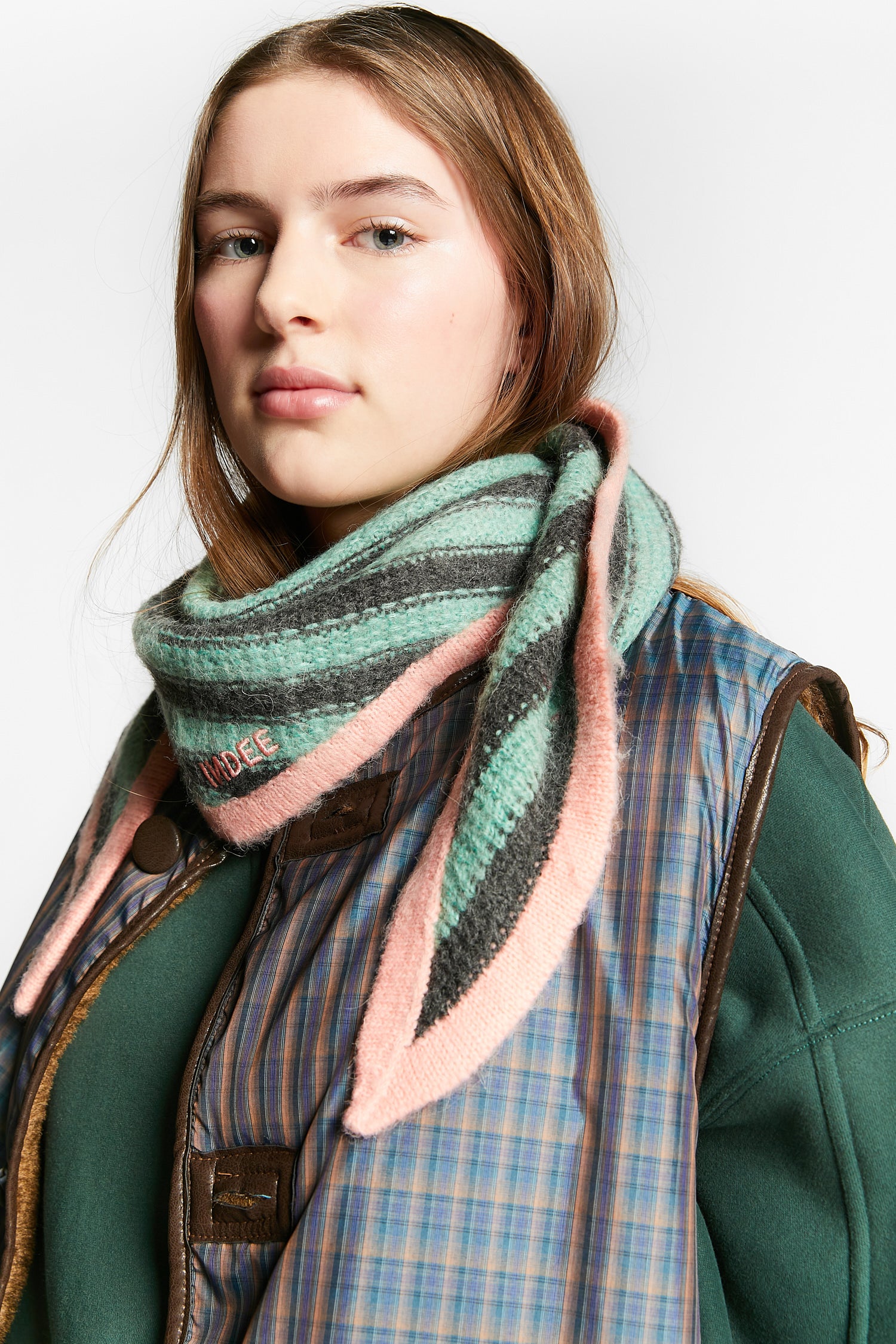 Indee - walking - stripe scarf - jade green