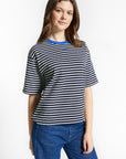 Indee - wallis - stripe round neck tee - navy