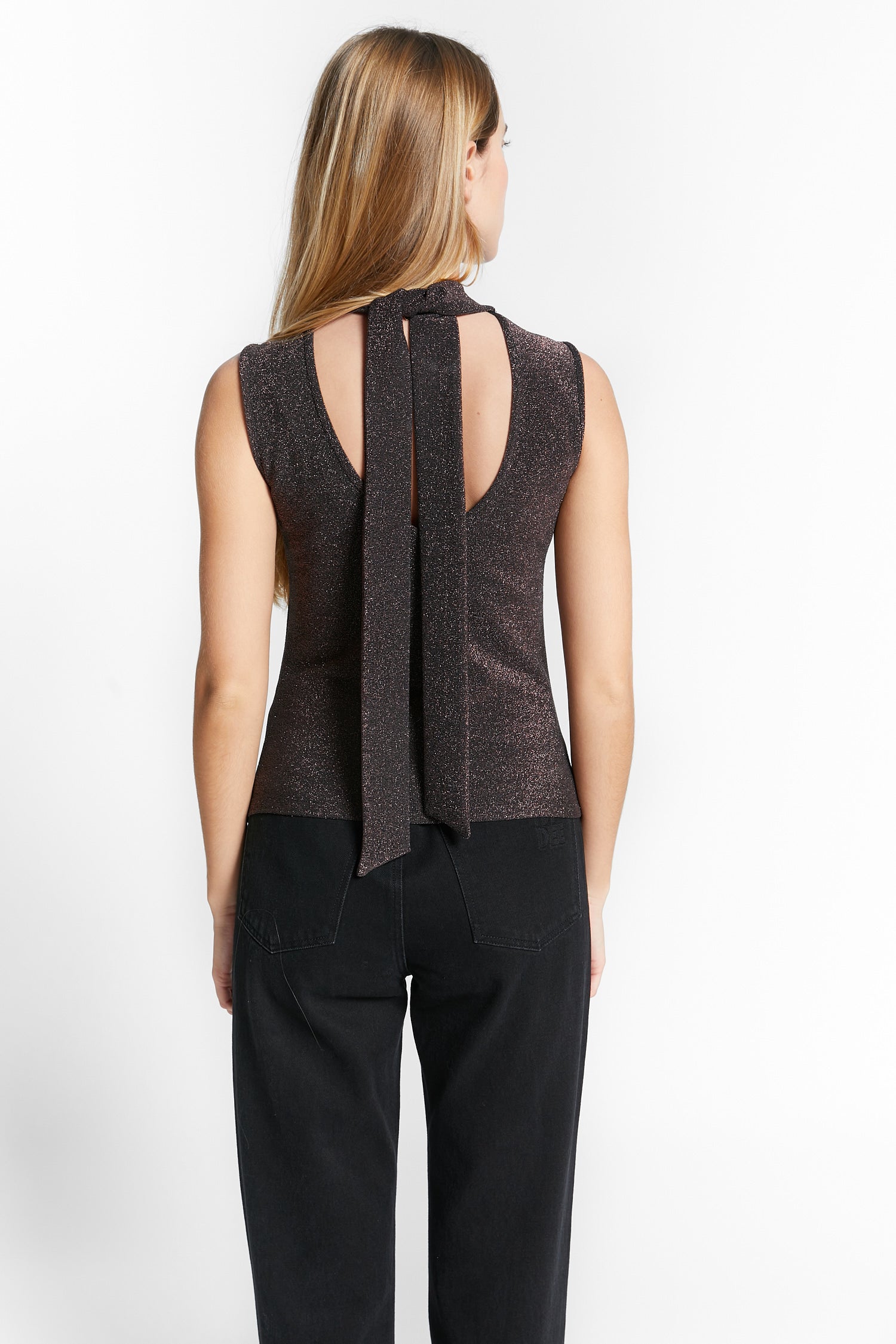 Indee - wanna - lurex top with scarf - black