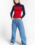 Indee - wapiti - fitted high neck pullover - flame red