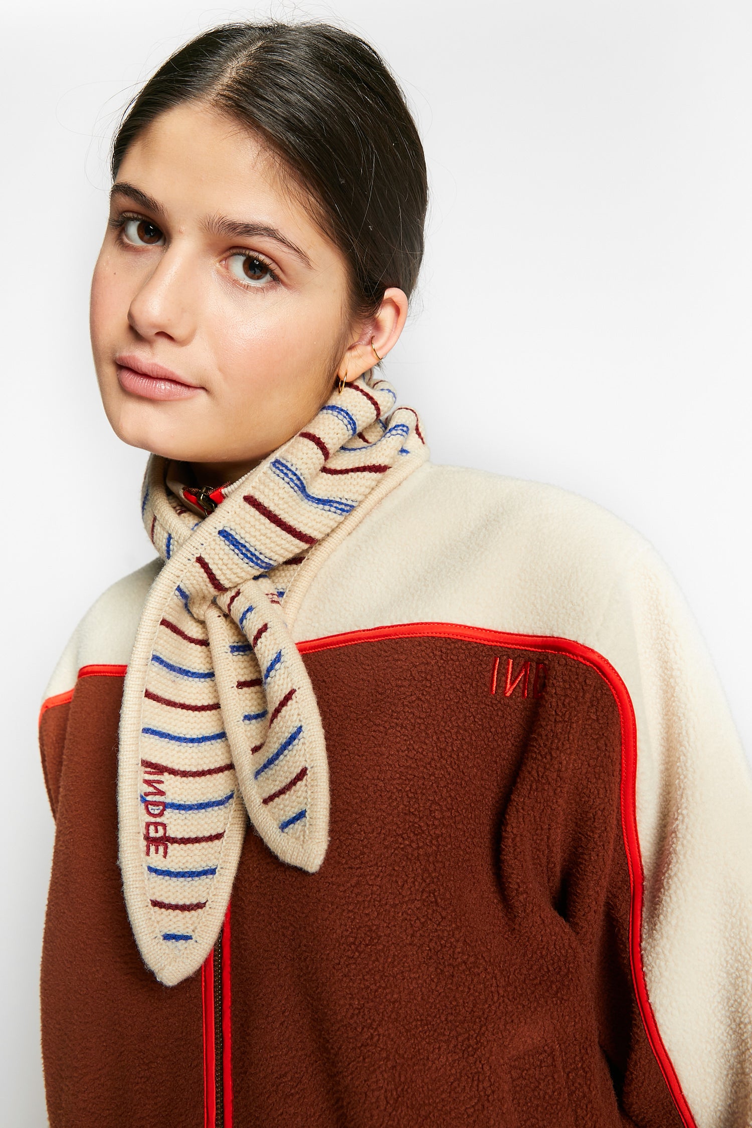 Indee - warm - stripe scarf - off white